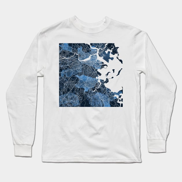 Boston Map Long Sleeve T-Shirt by polliadesign